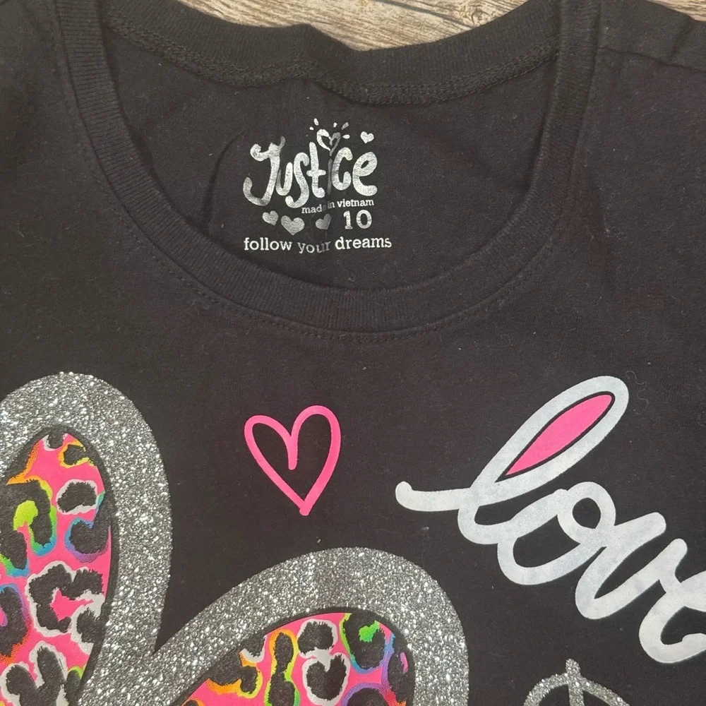 Justice Black Peace & Love Kids T-Shirt​